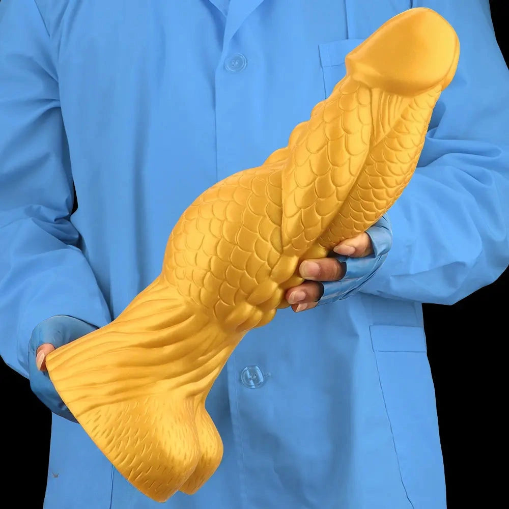 14.56in Gold Silicone Dragon Soft Big Long Realistic Design Thick Dildo