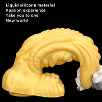 14.56in Premium Gold Liquid Large Soft Long Fantasy Silicone Dildo