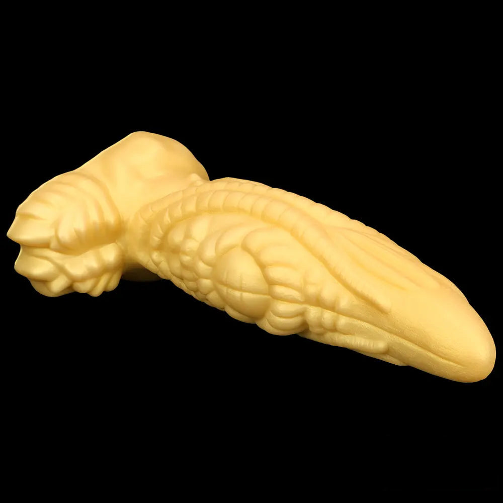 14.56in Premium Gold Liquid Large Soft Long Fantasy Silicone Dildo
