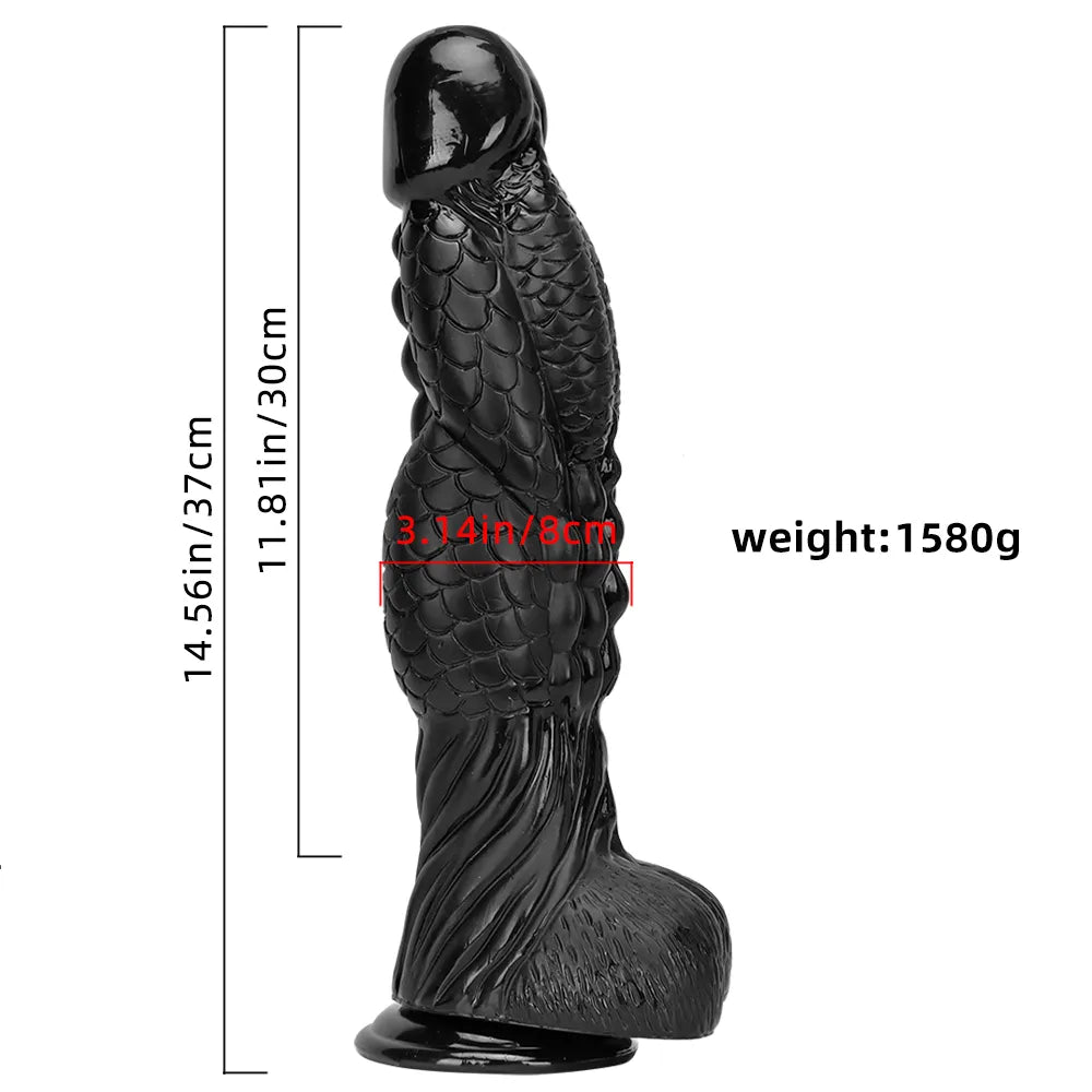 14.56in Women Men Big Black Thick Long Dragon Fantasy Monster Dildo