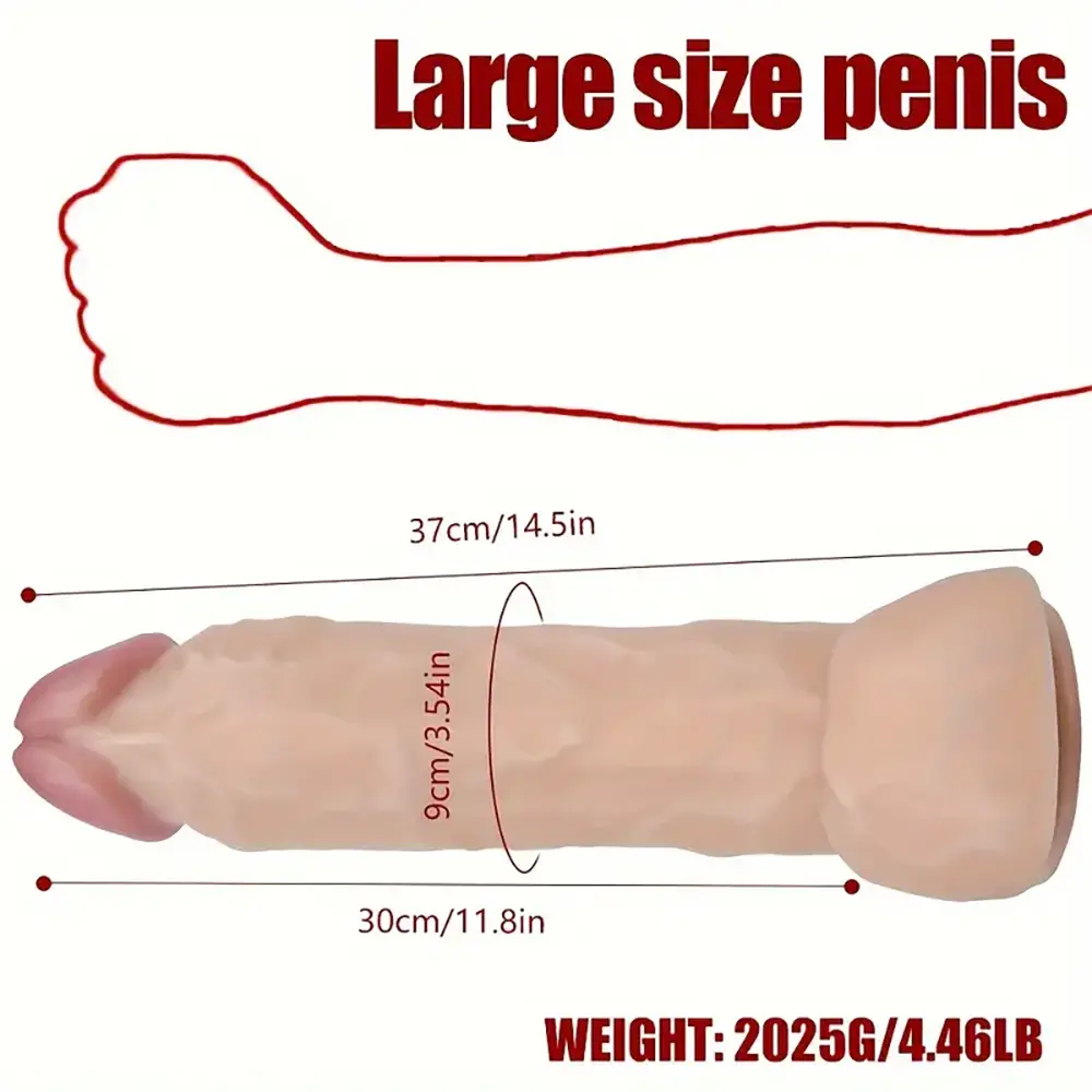 14.5in Large Size Thick Glans Real Penis Strong Suction Cup Dildo