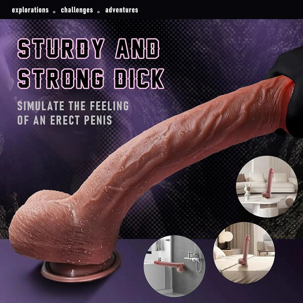 14.76in Dual Layer Huge Skin Feeling Soft Silicone Dildo For Women