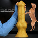 14.76in Golden Silicone Soft Huge Thick Dog Knot Dildo For Couple Pleasure
