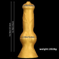 14.76in Golden Silicone Soft Huge Thick Dog Knot Dildo For Couple Pleasure