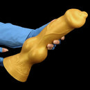 14.76in Golden Silicone Soft Huge Thick Dog Knot Dildo For Couple Pleasure