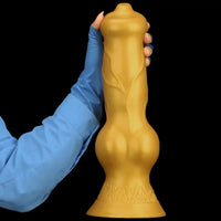 14.76in Golden Silicone Soft Huge Thick Dog Knot Dildo For Couple Pleasure