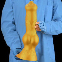 14.76in Golden Silicone Soft Huge Thick Dog Knot Dildo For Couple Pleasure