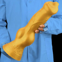 14.76in Golden Silicone Soft Huge Thick Dog Knot Dildo For Couple Pleasure