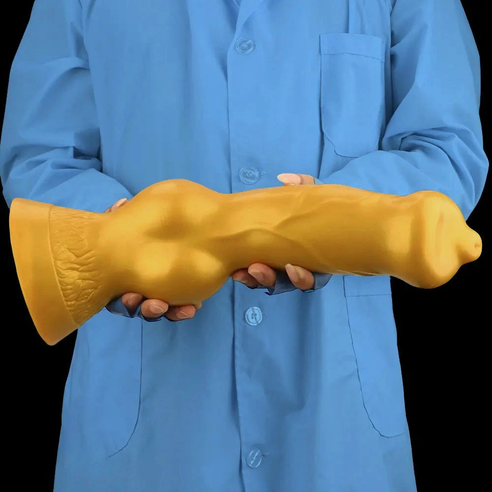 14.76in Golden Silicone Soft Huge Thick Dog Knot Dildo For Couple Pleasure