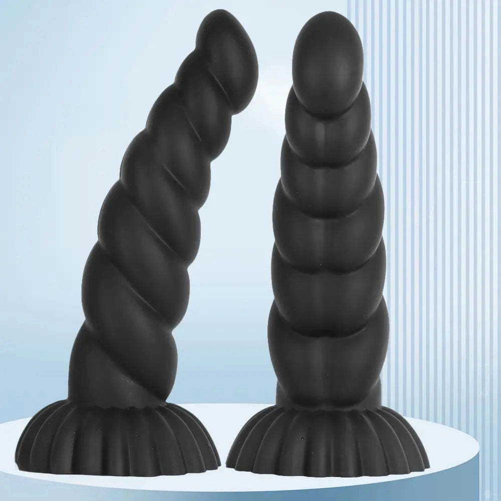 14.76in Silicone Black Extra Large Thick Anal Plug Dildo For Anal Masturbation