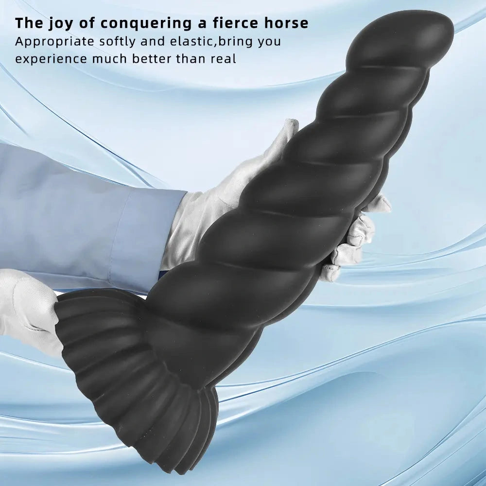 14.76in Silicone Black Extra Large Thick Anal Plug Dildo For Anal Masturbation