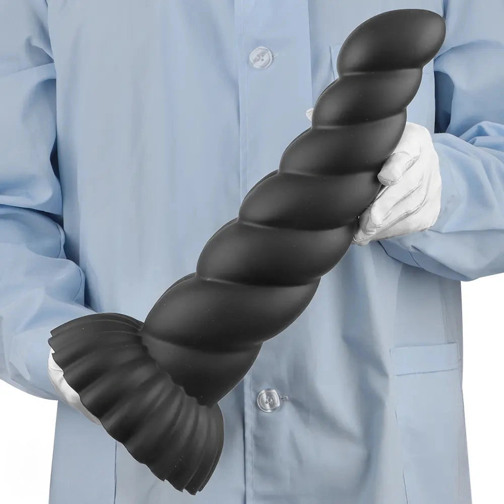 14.76in Silicone Black Extra Large Thick Anal Plug Dildo For Anal Masturbation
