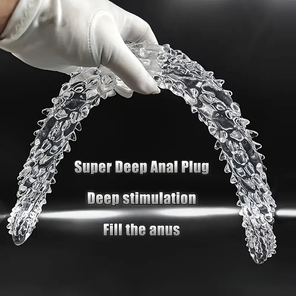14.8in 18.7in 22.6in Clear Long Dual Heads Huge Spiked Dildo For Women