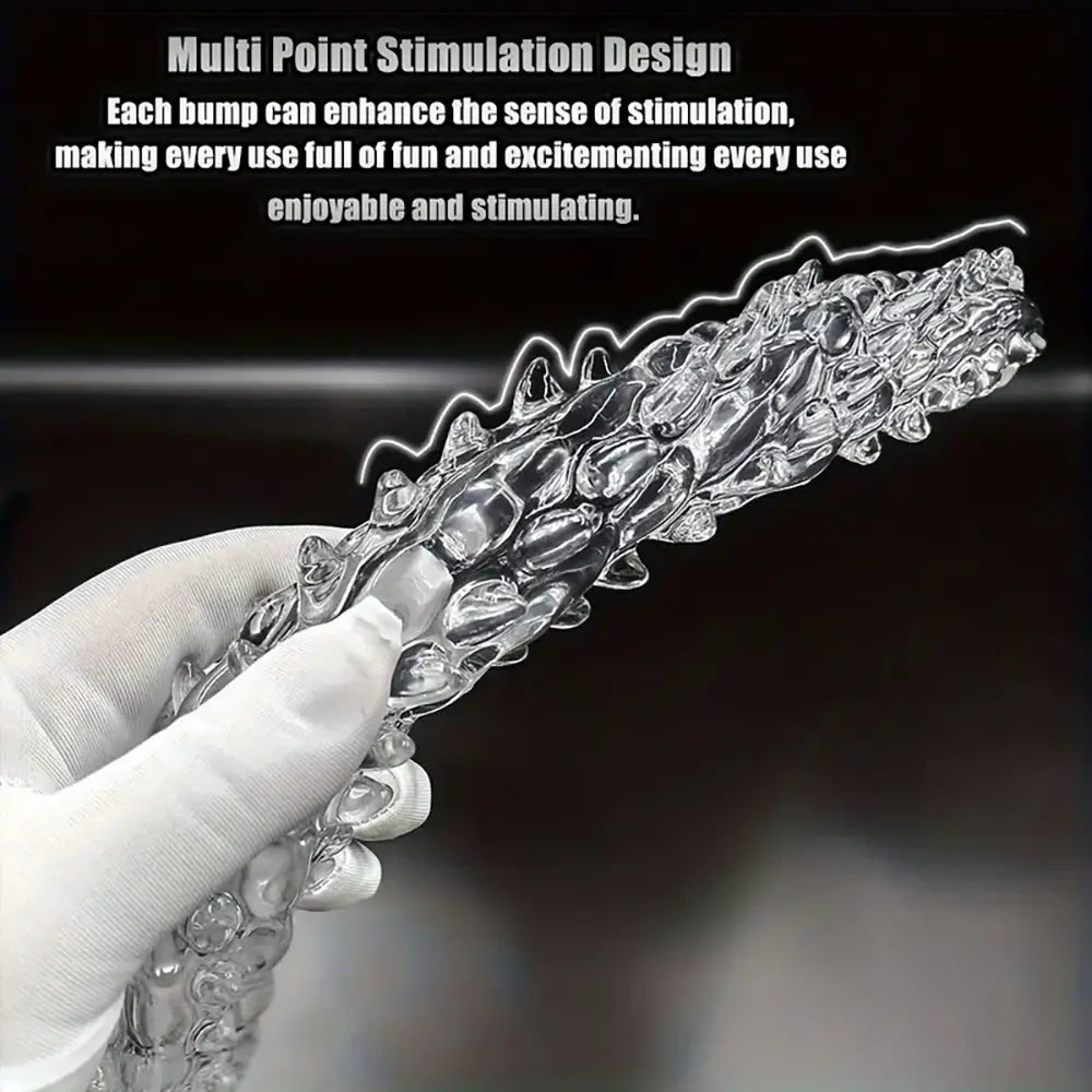14.8in 18.7in 22.6in Clear Long Dual Heads Huge Spiked Dildo For Women