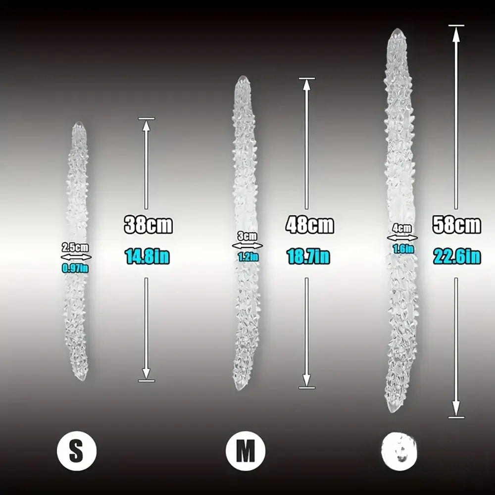 14.8in 18.7in 22.6in Clear Long Dual Heads Huge Spiked Dildo For Women