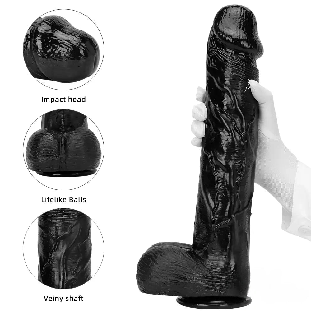 14.96in Women Men Big Black Thick Long Dildo Adult Sex Toy For Anal Vaginal
