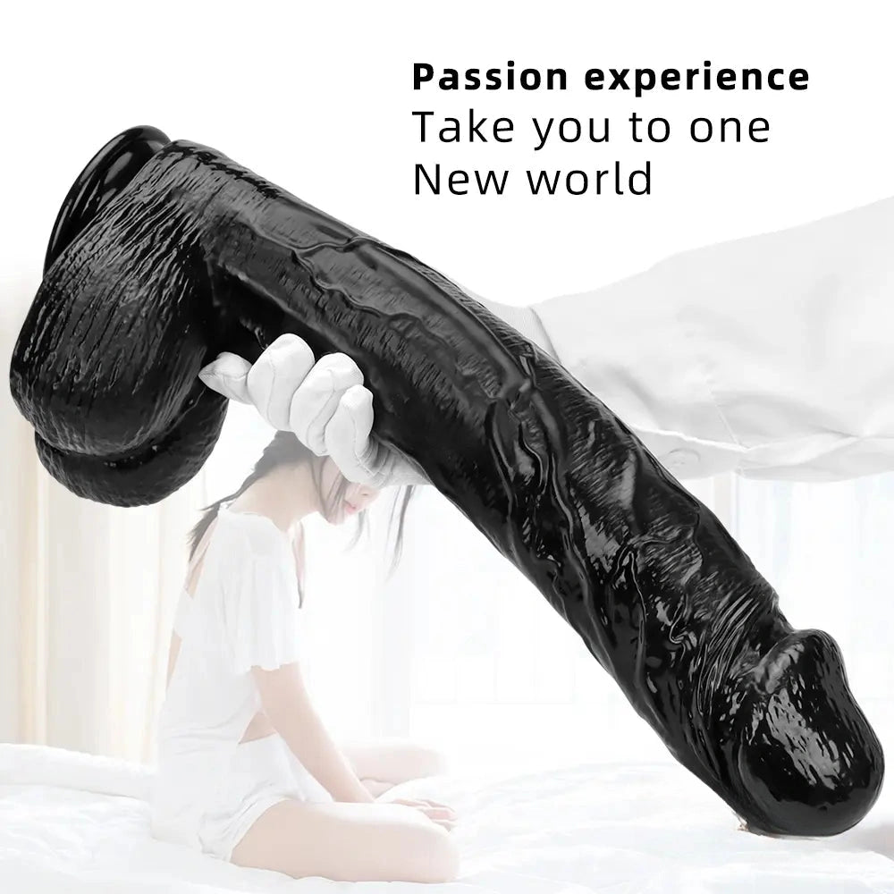 14.96in Women Men Big Black Thick Long Dildo Adult Sex Toy For Anal Vaginal