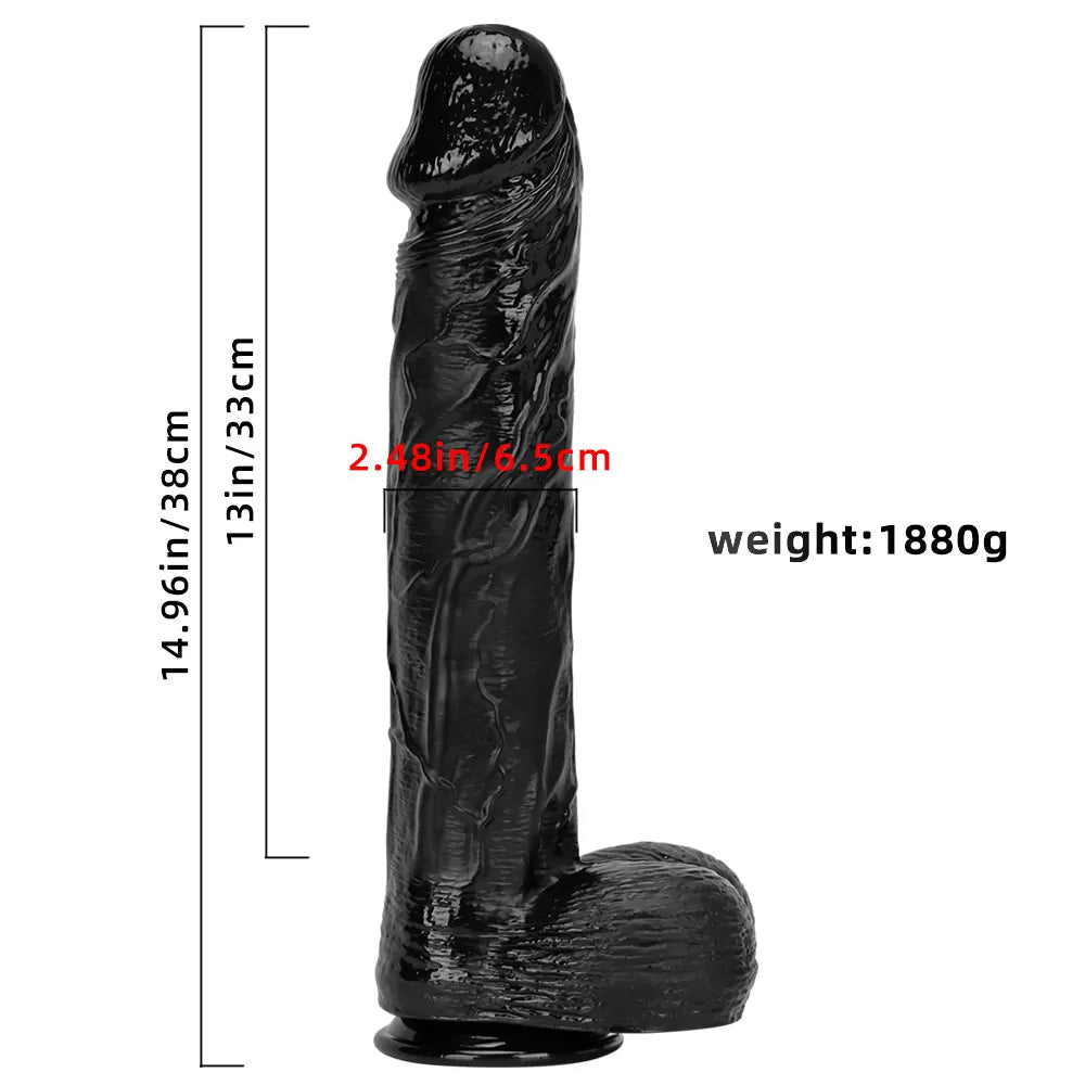 14.96in Women Men Big Black Thick Long Dildo Adult Sex Toy For Anal Vaginal