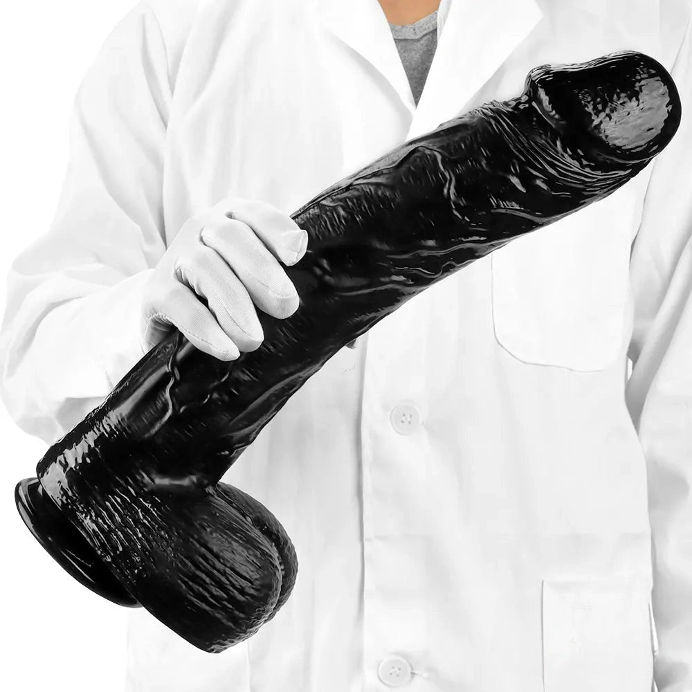 14.96in Women Men Big Black Thick Long Dildo Adult Sex Toy For Anal Vaginal