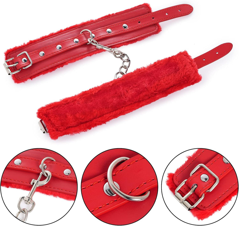 BDSM Adjustable Plush Handcuffs Ankle Bracelets Restraint Set Sex Toy