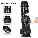 14in 10.63in Big Black Dildo With Realistic Veins For Women Orgasm