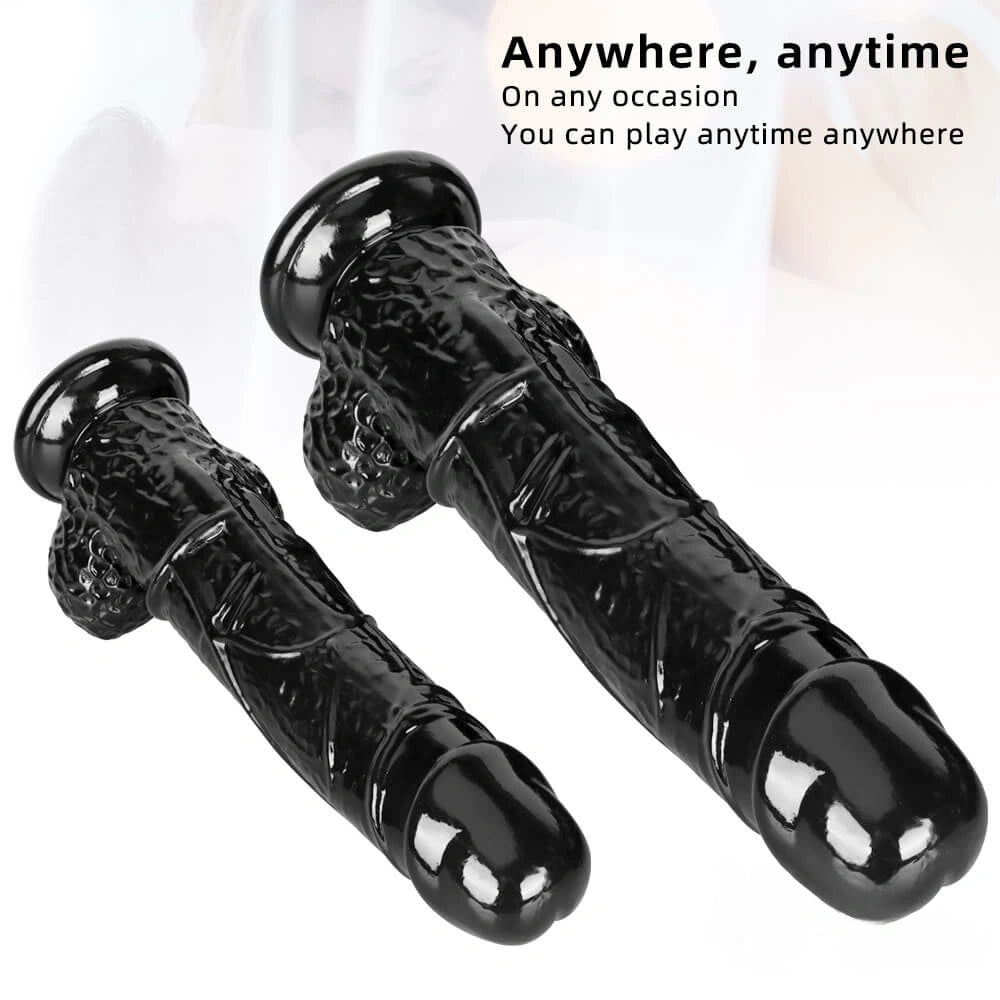 14in 10.63in Big Black Dildo With Realistic Veins For Women Orgasm