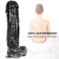 14in 10.63in Big Black Dildo With Realistic Veins For Women Orgasm