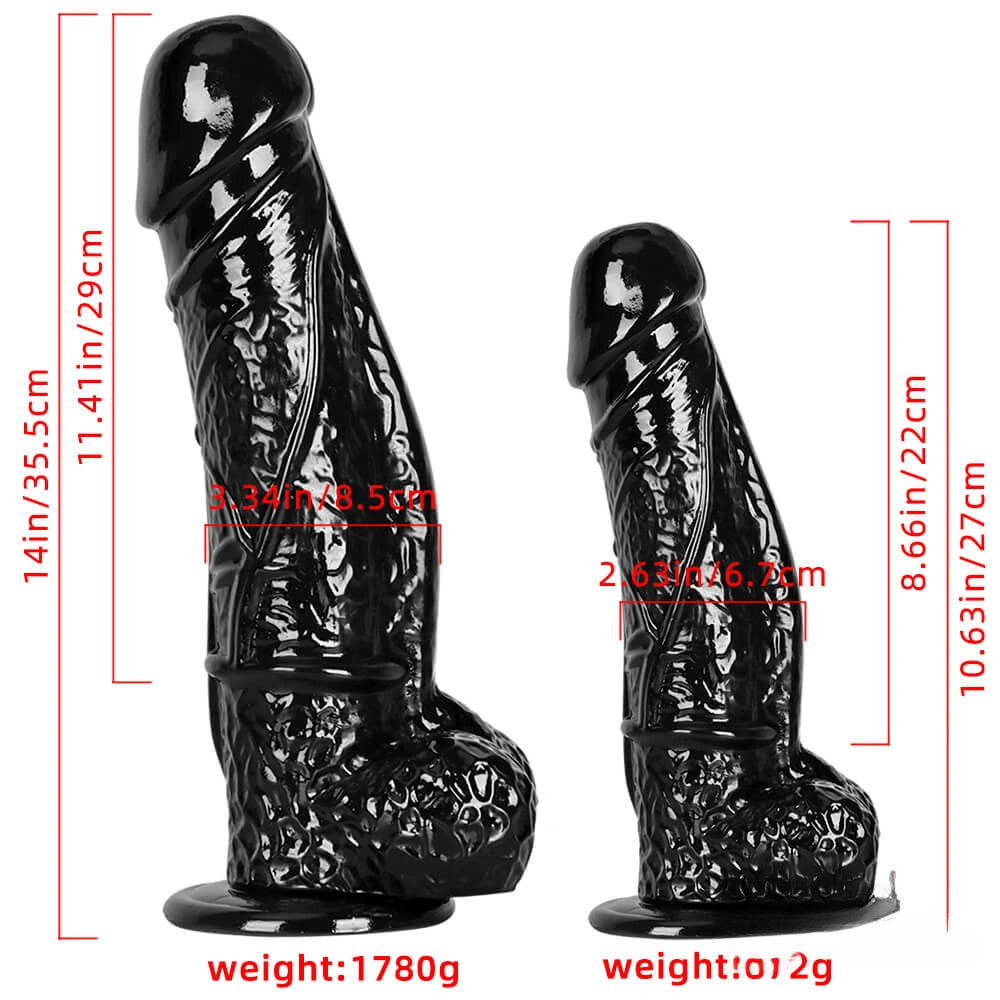 14in 10.63in Big Black Dildo With Realistic Veins For Women Orgasm