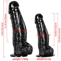 14in 10.63in Big Black Dildo With Realistic Veins For Women Orgasm