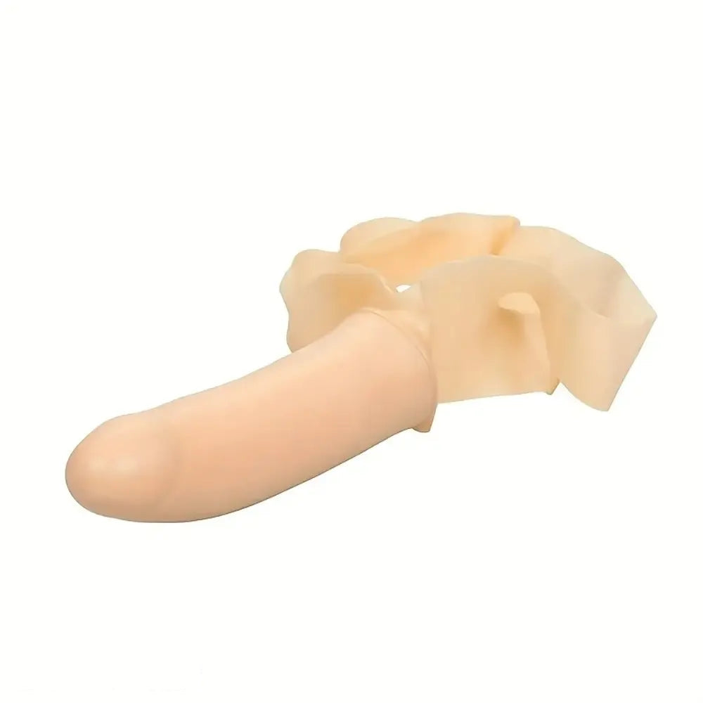 14in Realistic Strap-On Latex Face Chin Dildo For Couples Sensitive Spot