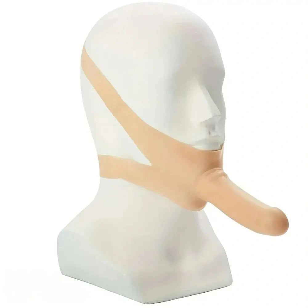 14in Realistic Strap-On Latex Face Chin Dildo For Couples Sensitive Spot