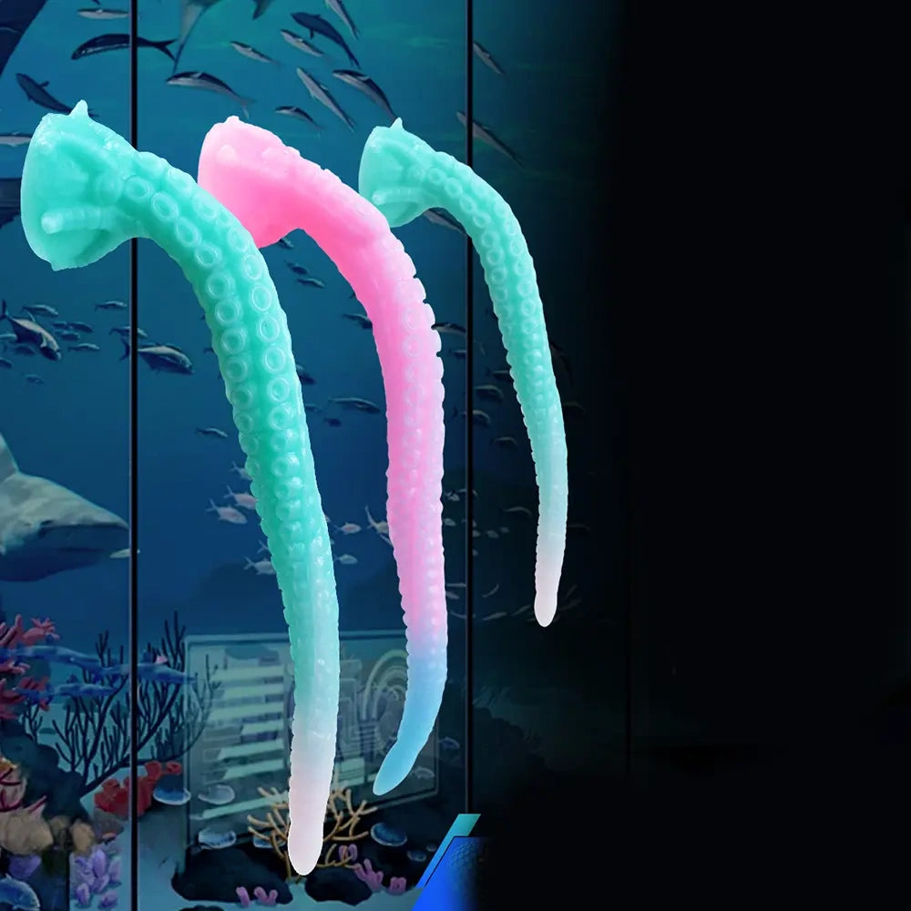 15.1in 17.3in Luminous Silicone Soft Long Big Tentacle Octopus Dildo