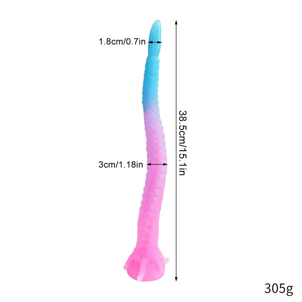 15.1in 17.3in Luminous Silicone Soft Long Big Tentacle Octopus Dildo