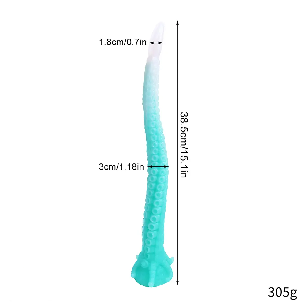 15.1in 17.3in Luminous Silicone Soft Long Big Tentacle Octopus Dildo