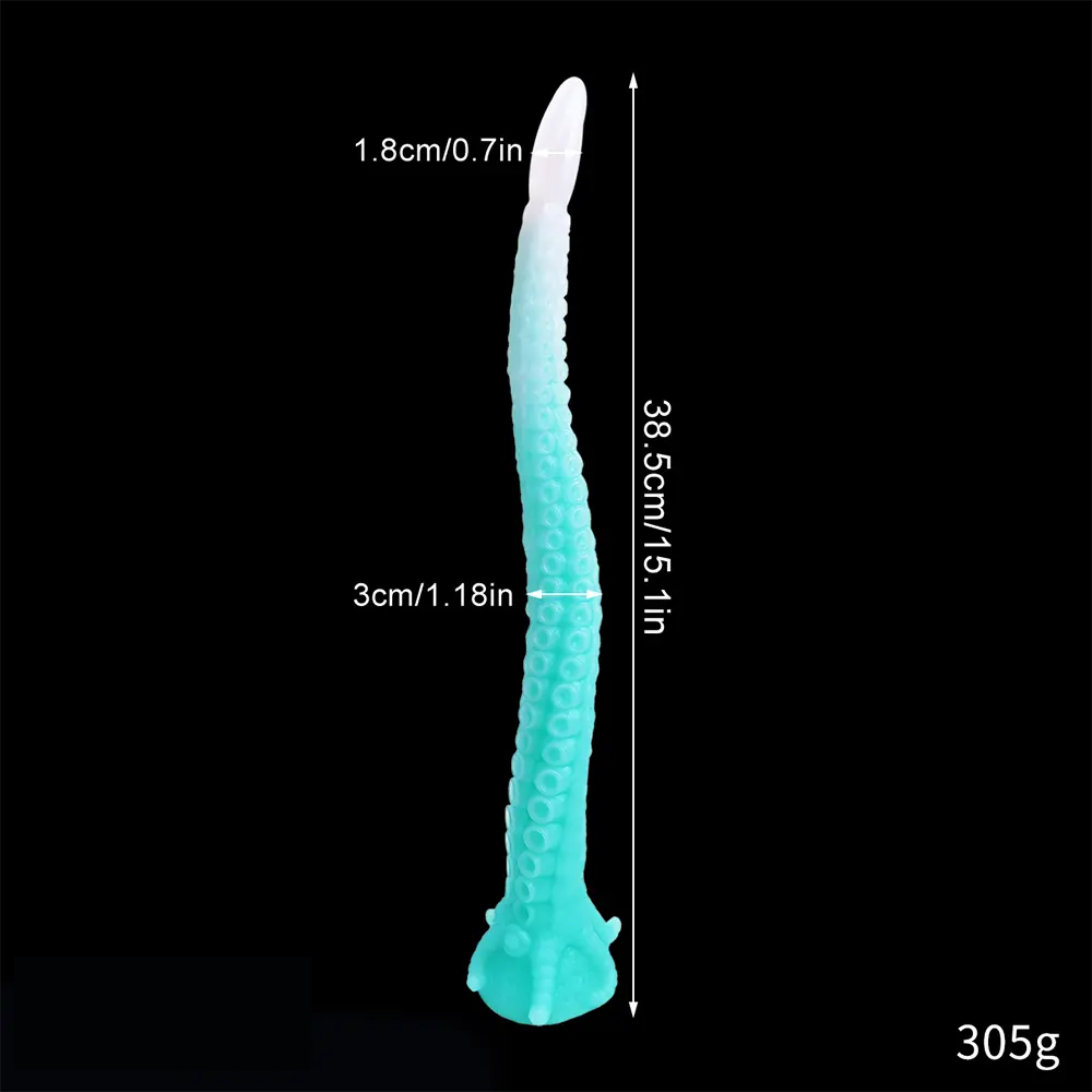 15.1in 17.3in Luminous Silicone Soft Long Big Tentacle Octopus Dildo