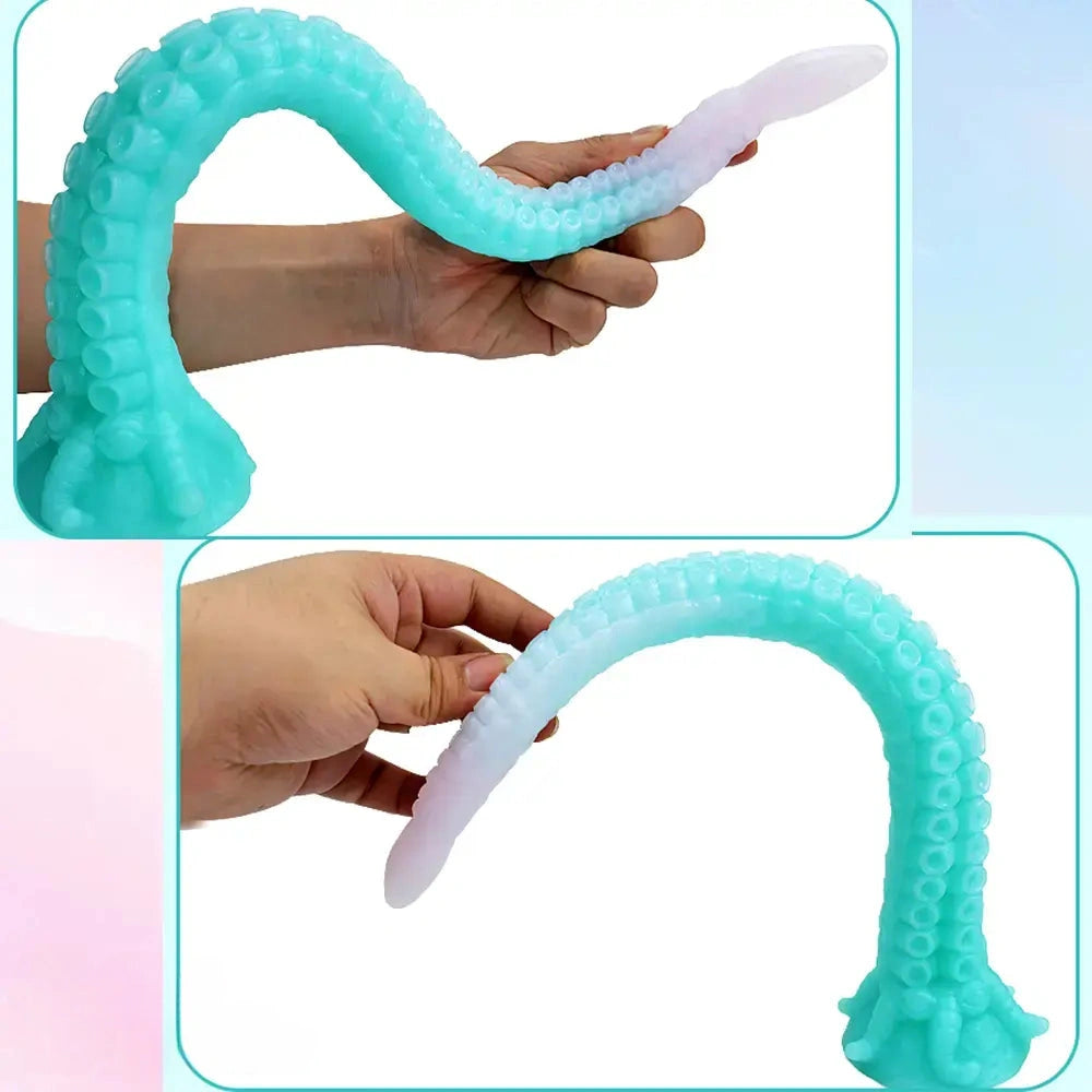 15.1in 17.3in Luminous Silicone Soft Long Big Tentacle Octopus Dildo