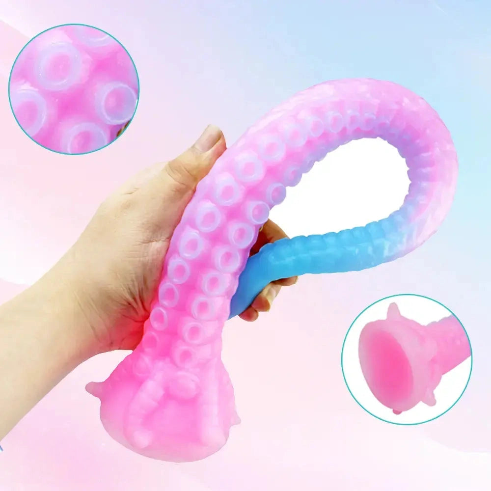 15.1in 17.3in Luminous Silicone Soft Long Big Tentacle Octopus Dildo