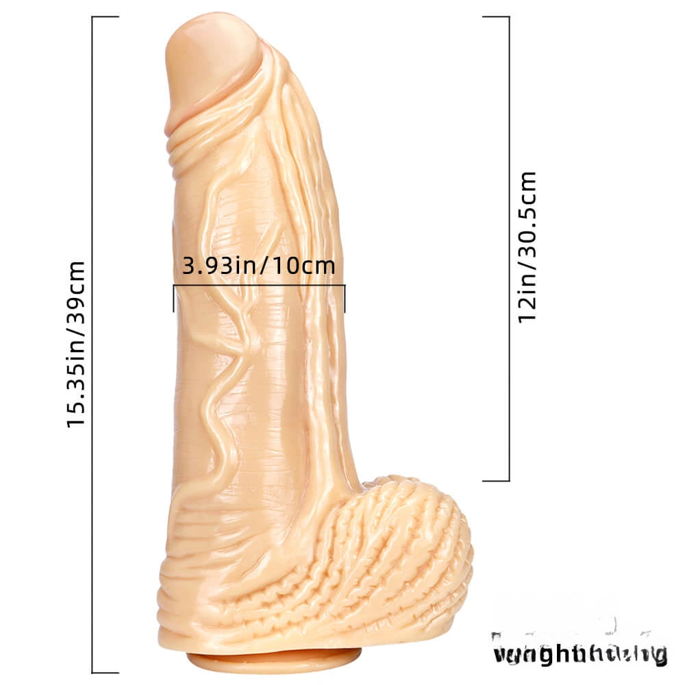 15.35in Huge Long Real Cock Dildo Realistic Texture Toy For Women