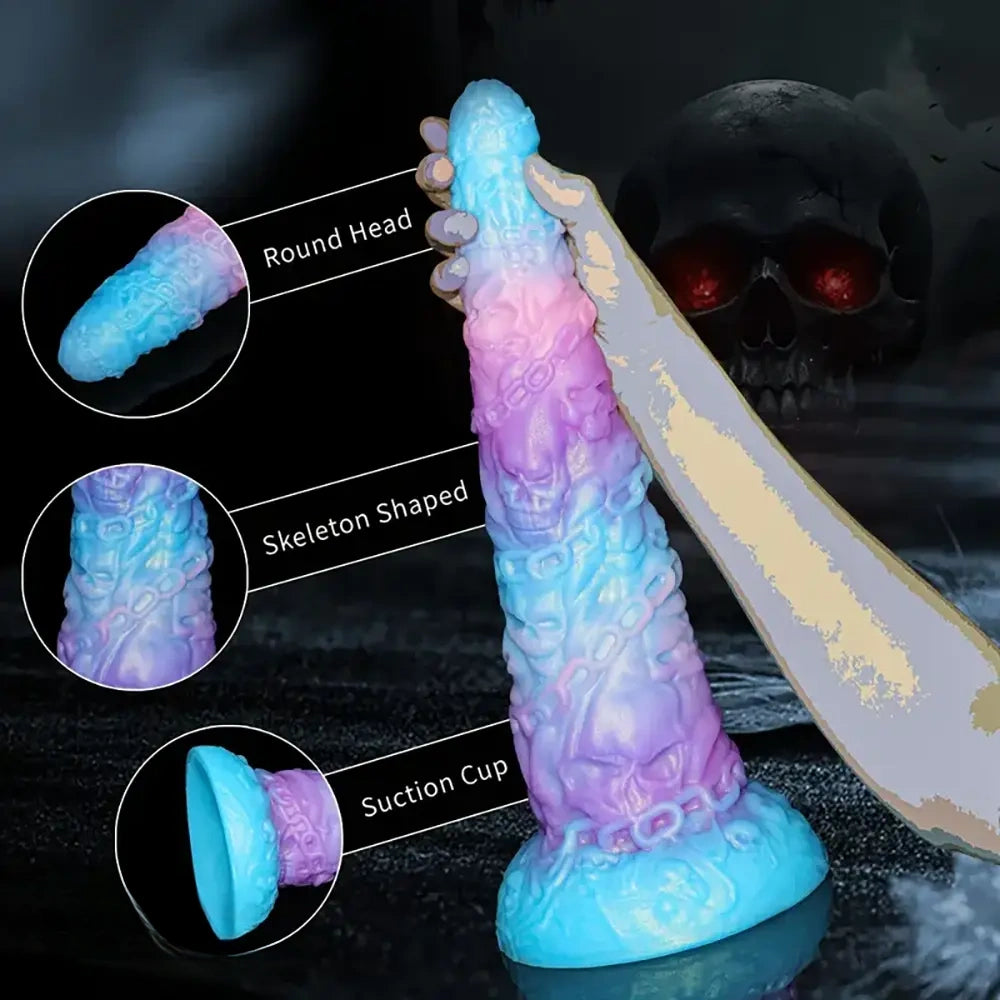 15.35in Iron Chain Super Long Thick Silicone Skull Giant Monster Dildo
