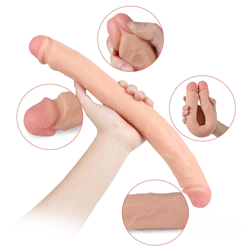 15.55" Dual Heads Real Feel Dildo Sex Toy For Women Using
