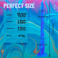15.5in Extra Long Slim Big Spiral Silicone Soft Dildo BDSM Sex Toy