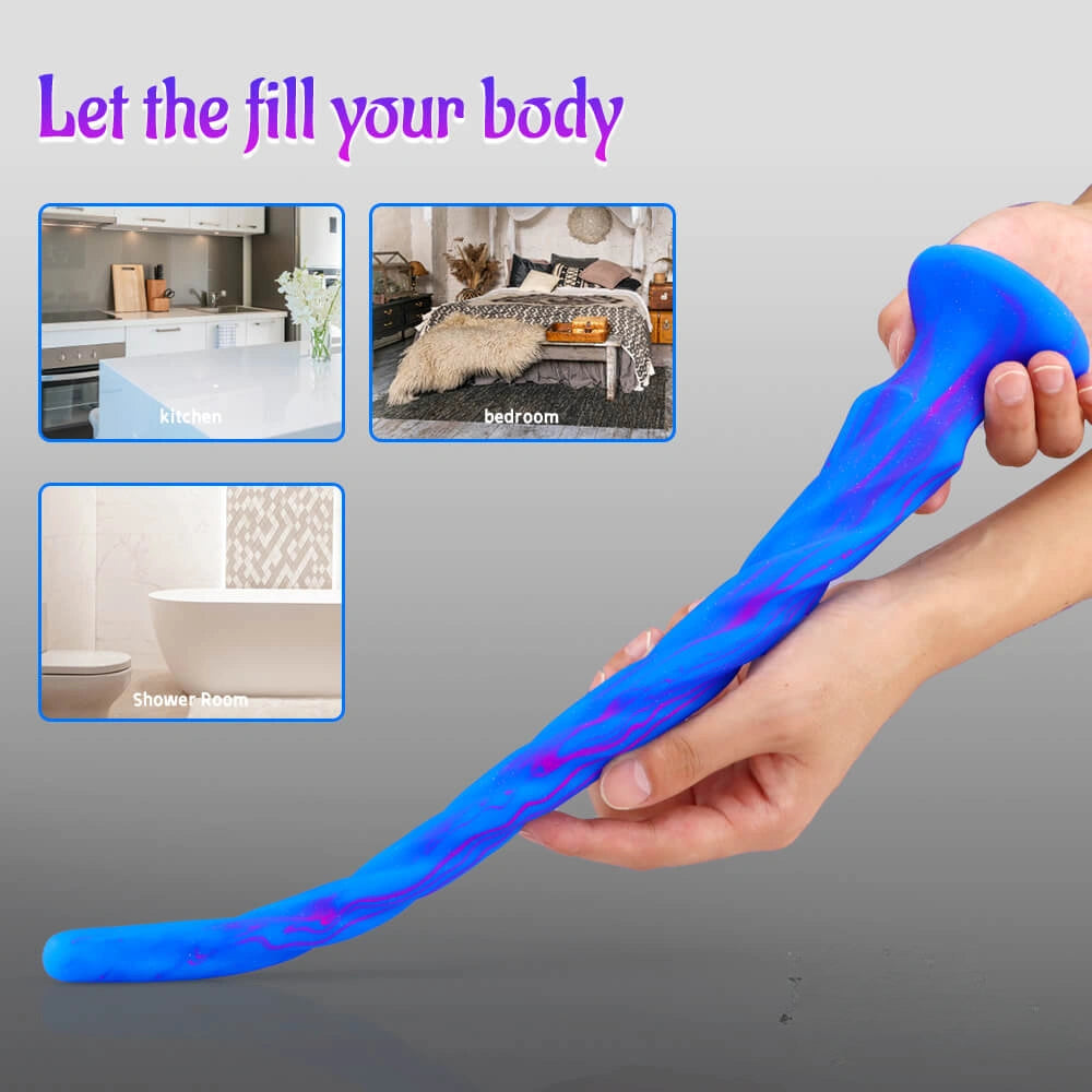 15.5in Extra Long Slim Big Spiral Silicone Soft Dildo BDSM Sex Toy