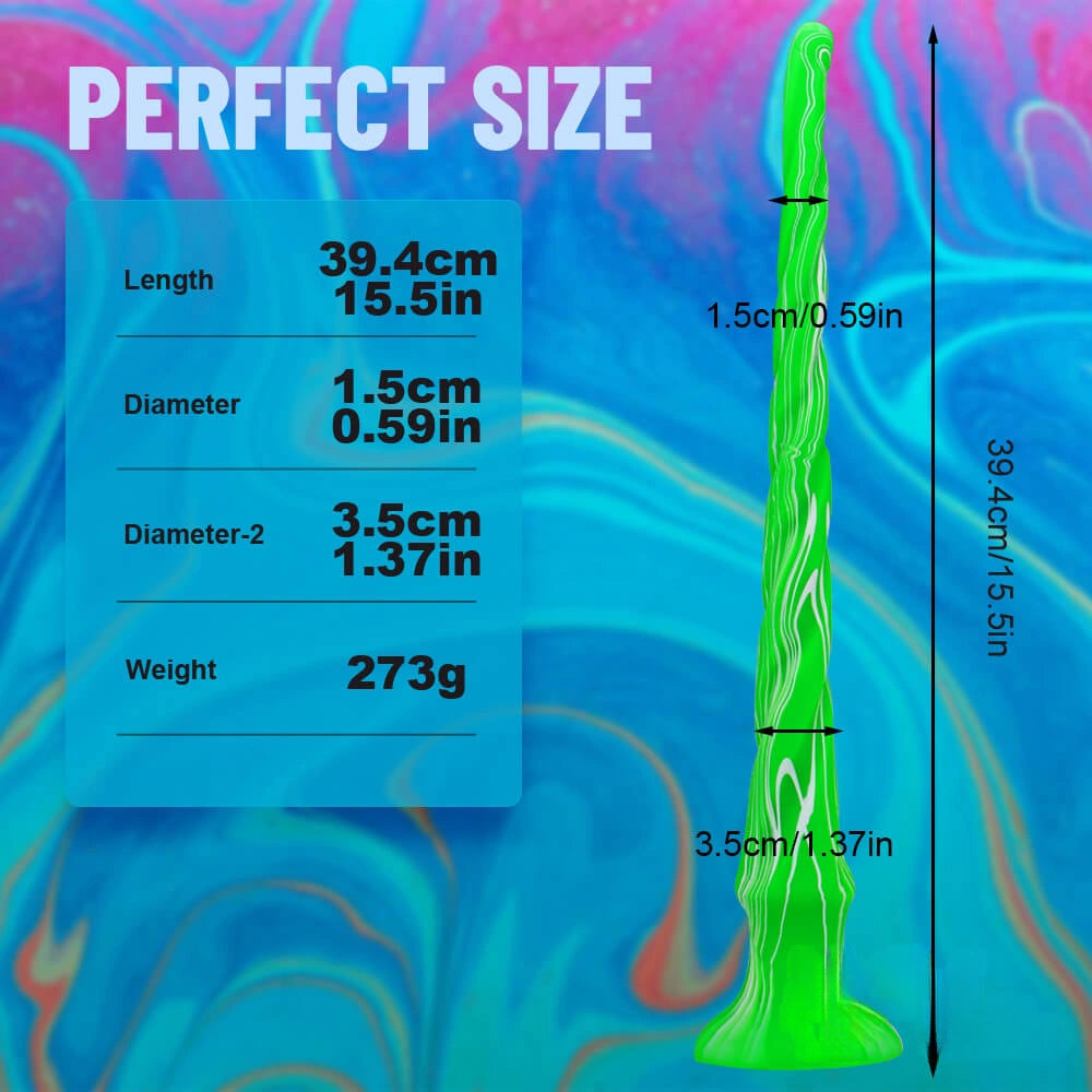 15.5in Extra Long Slim Big Spiral Silicone Soft Dildo BDSM Sex Toy