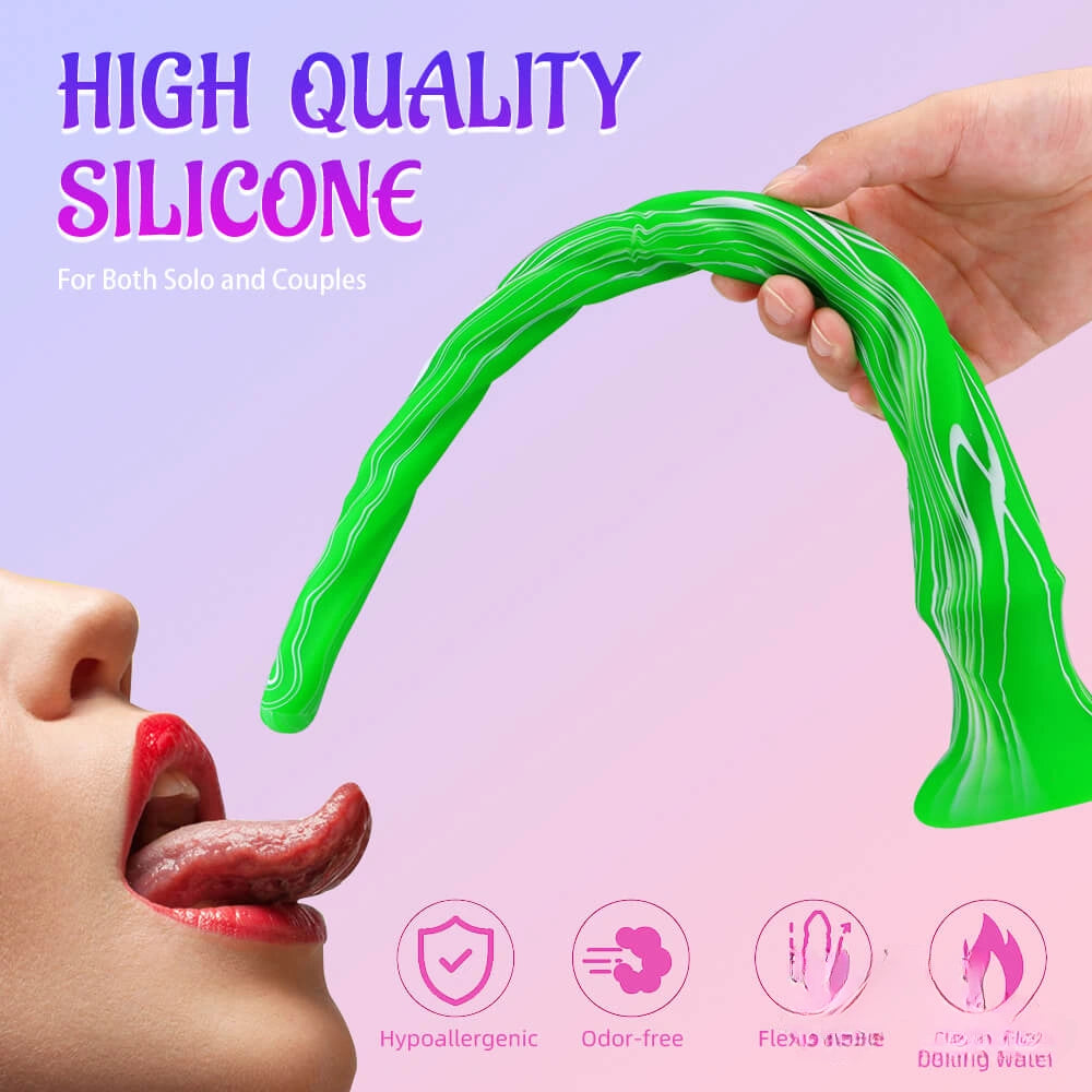 15.5in Extra Long Slim Big Spiral Silicone Soft Dildo BDSM Sex Toy
