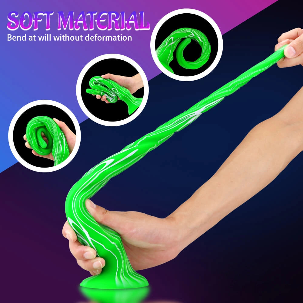 15.5in Extra Long Slim Big Spiral Silicone Soft Dildo BDSM Sex Toy