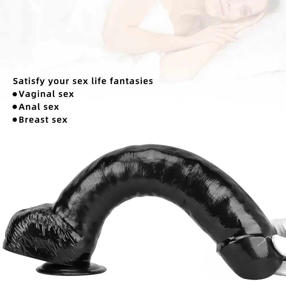 15.74in Extra Big Long Black Dildo Real BDSM Sex Toy For G spot Sex