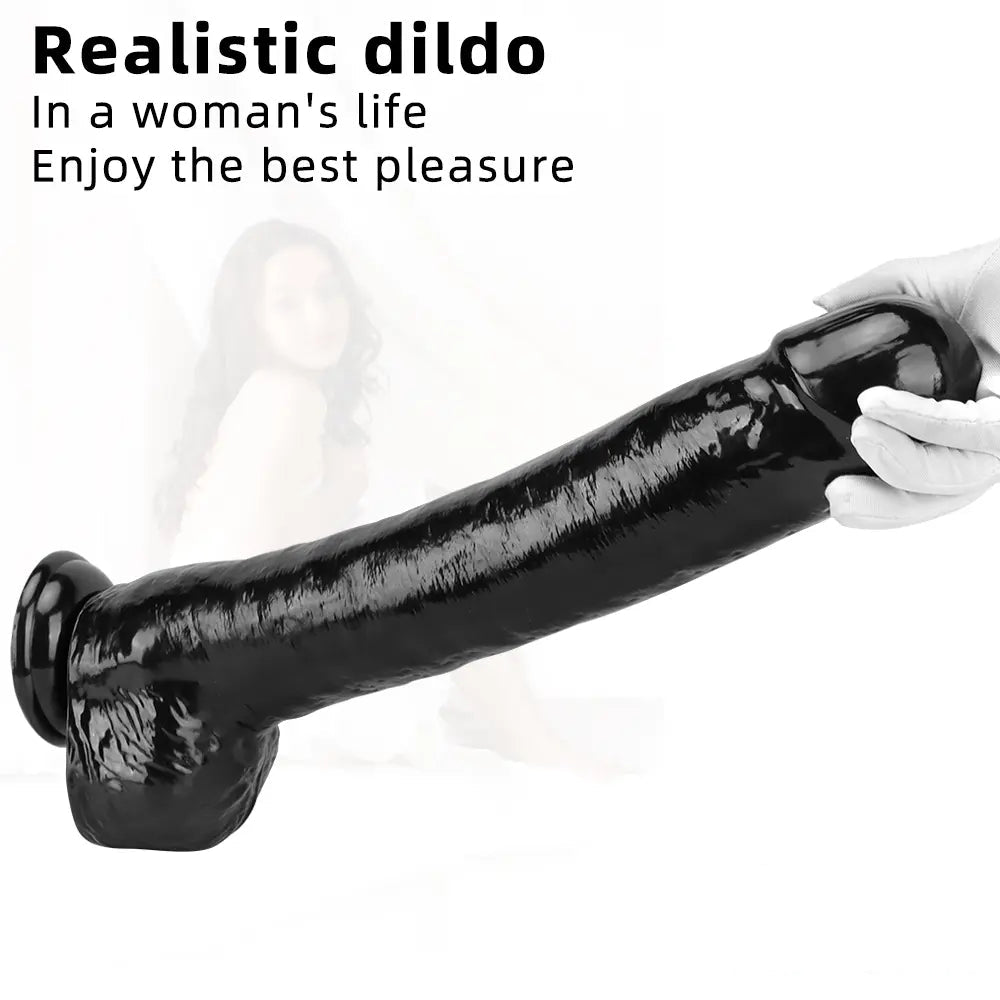 15.74in Extra Big Long Black Dildo Real BDSM Sex Toy For G spot Sex