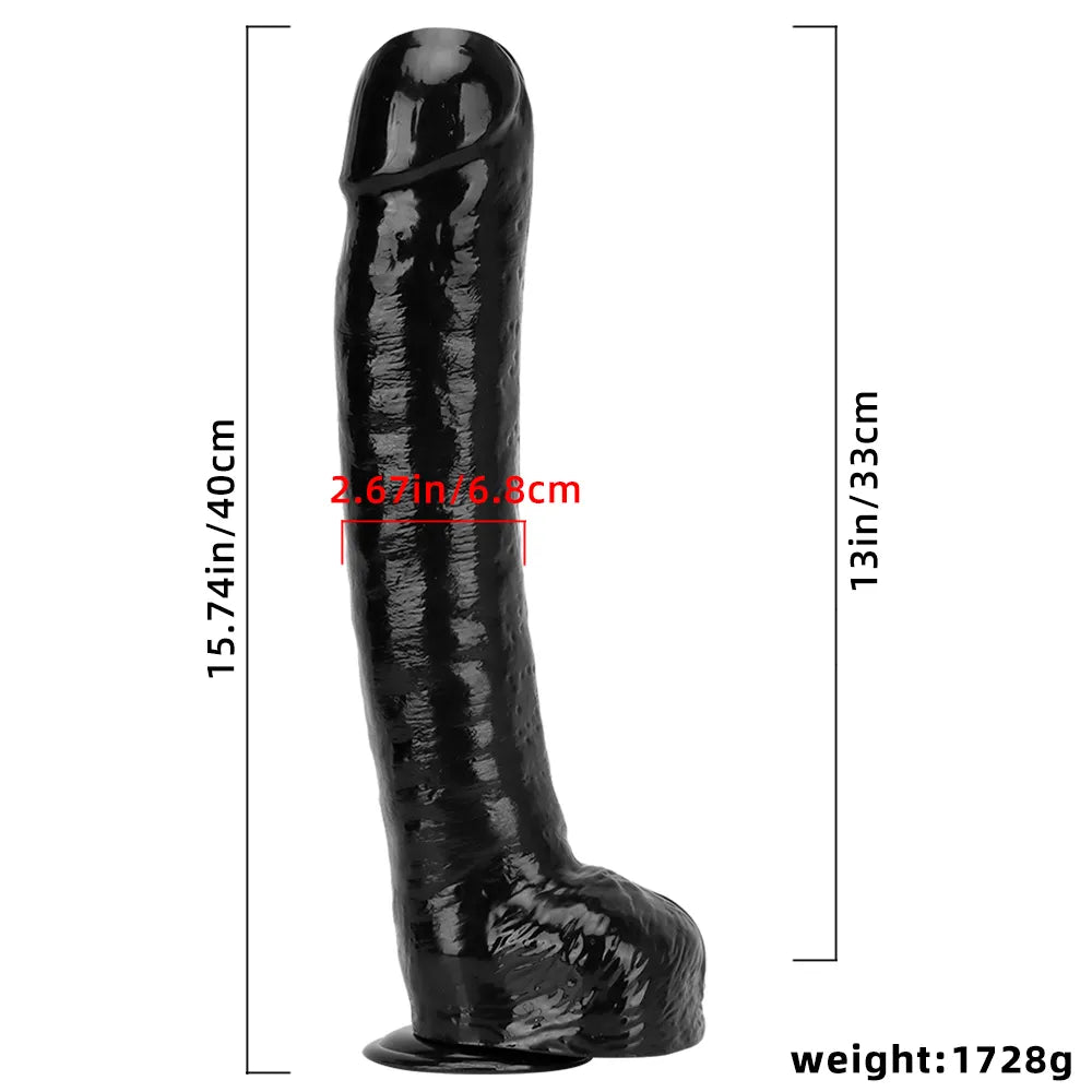 15.74in Extra Big Long Black Dildo Real BDSM Sex Toy For G spot Sex
