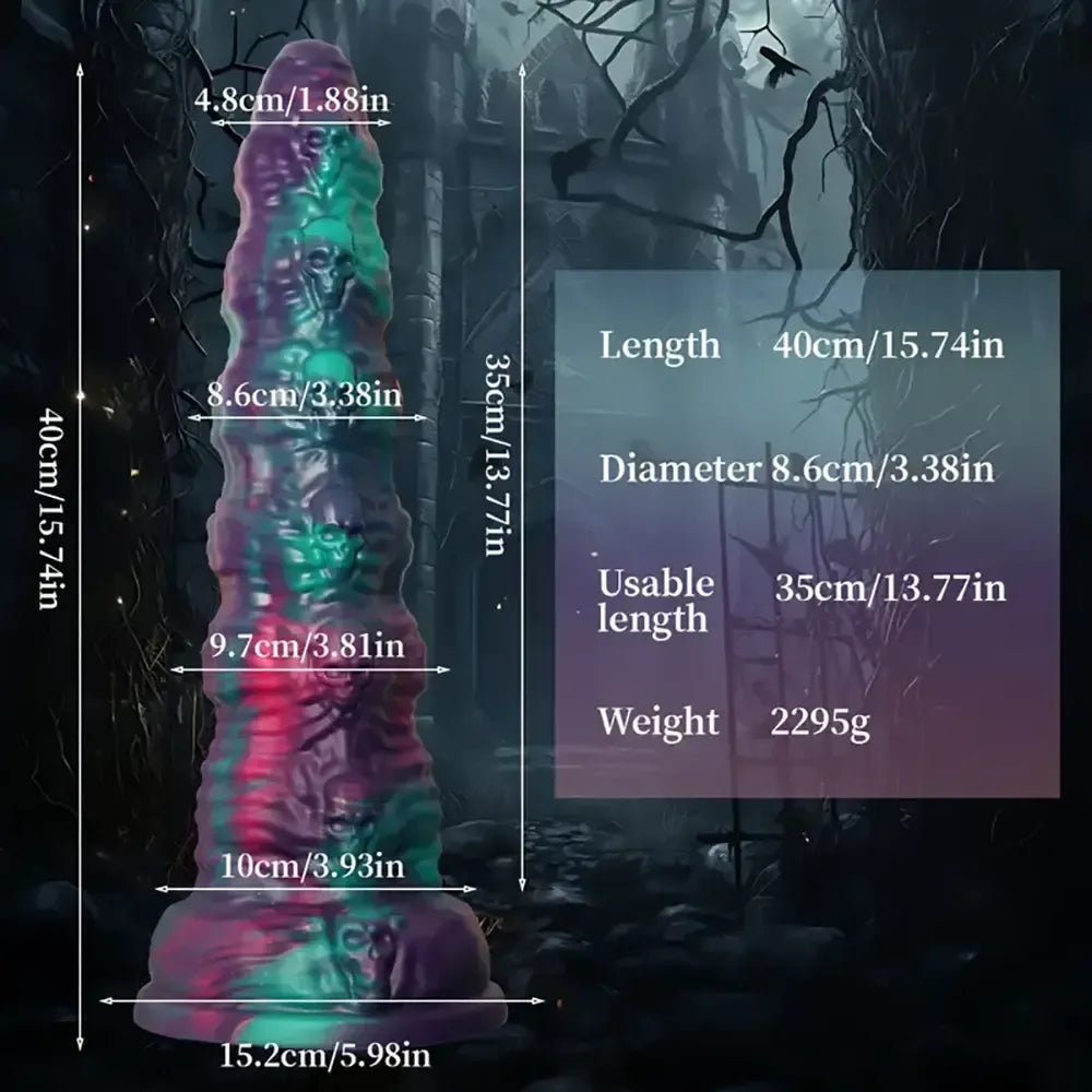 15.74in Thick Monster Skull Alien Fantasy Silicone Huge Long Dildo