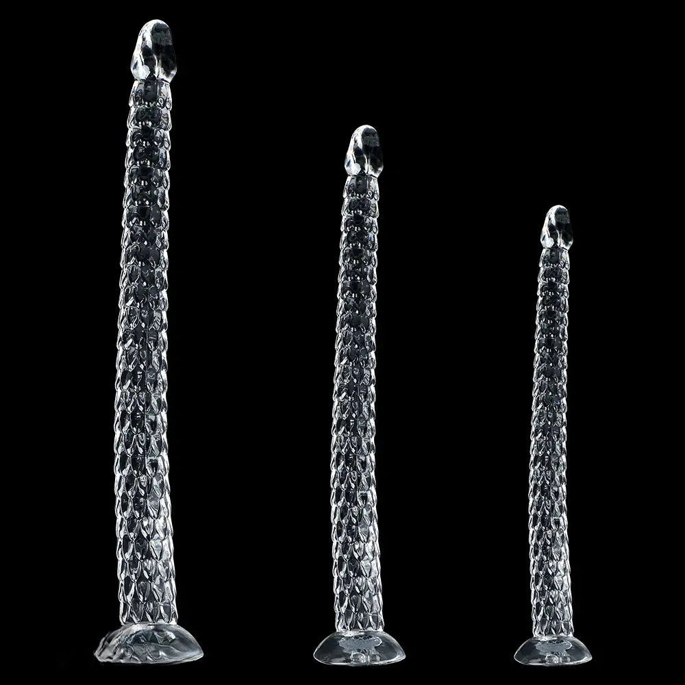 15.75in 19.69in 23.62in Huge Long Snake Scaly Clear Dildo Adult Toy